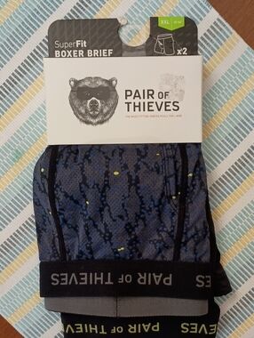 Pair of Thieves Men's SuperFit Boxer Briefs A Blue Pattern And A Black  (2-Pack)